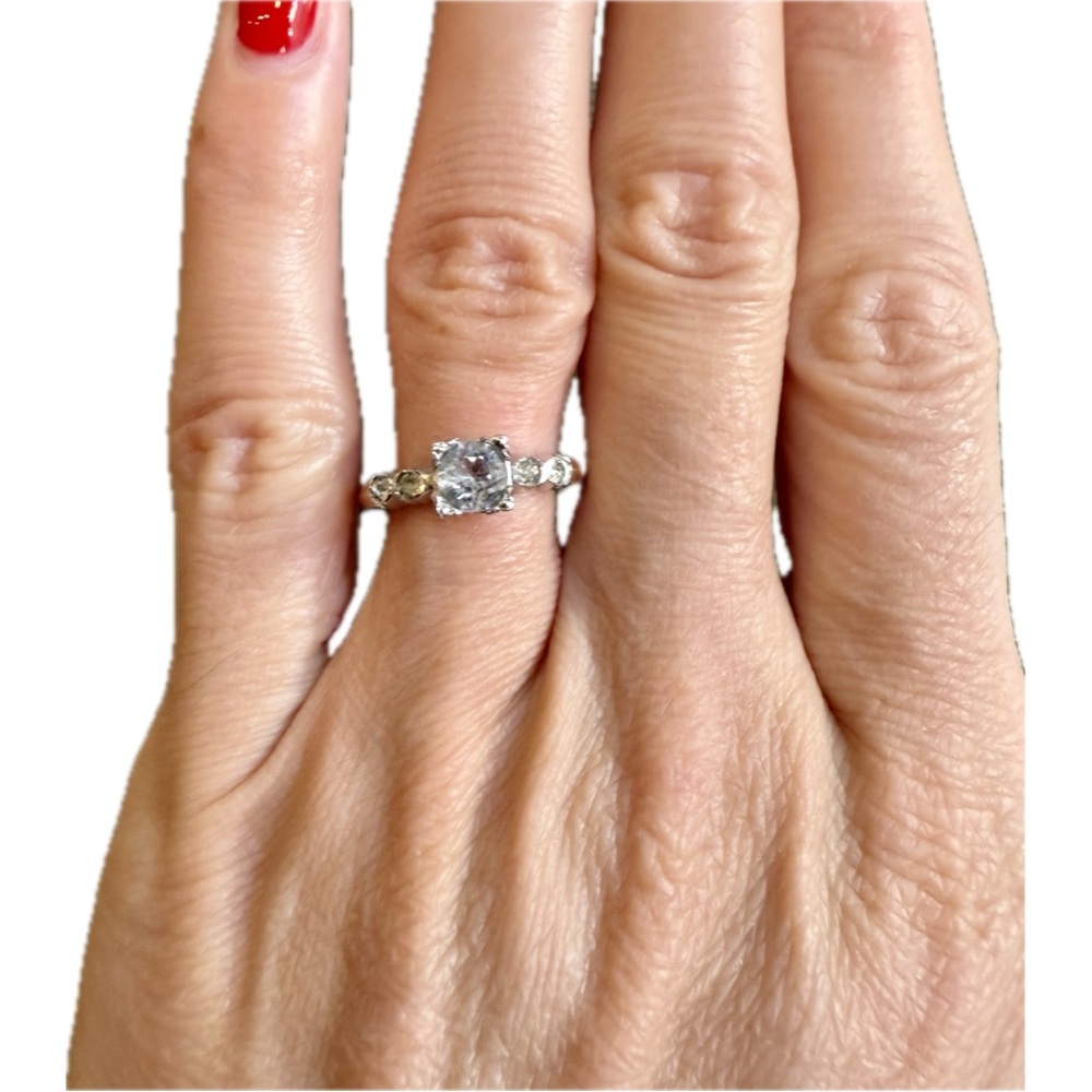 Vintage Two-Tone Square-Cut Diamond Ring